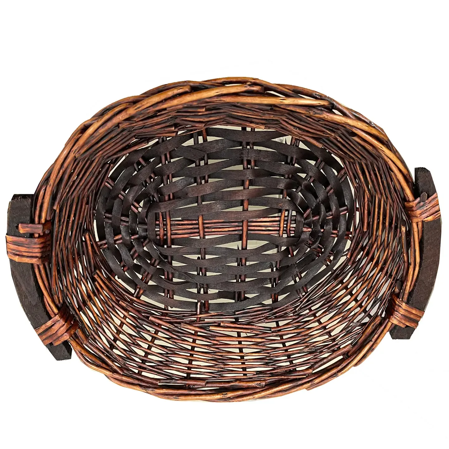 12" Oval Willow Tray Dark Brown Finish