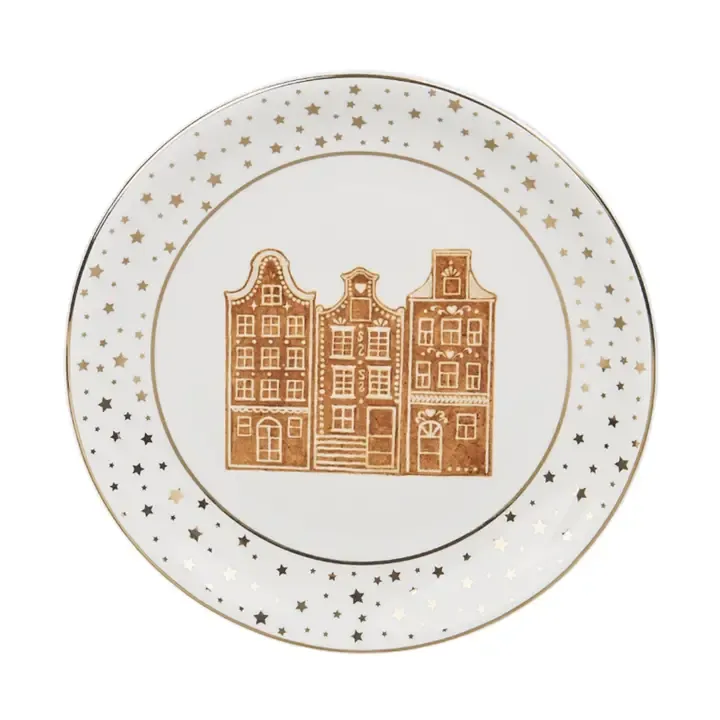 8in Gingerbread Houses Dessert Plate