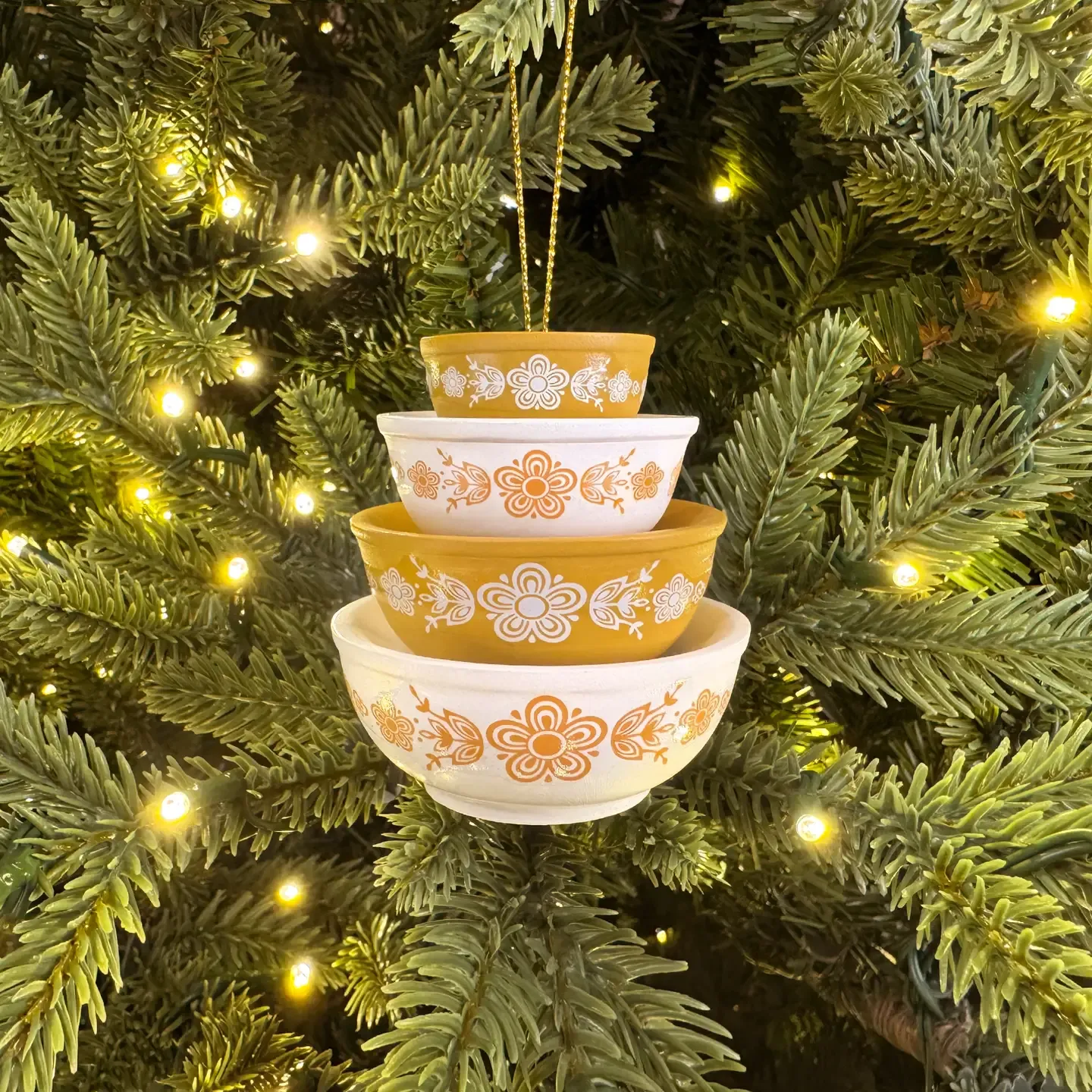 Mini Pyrex-Inspired Bowl Ornament \ Butterfly Gold