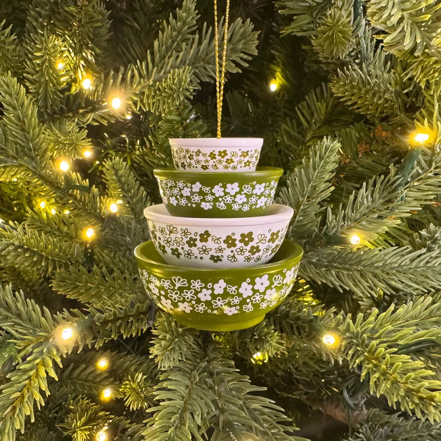 Mini Pyrex-Inspired Bowl Ornament \Spring Blossom