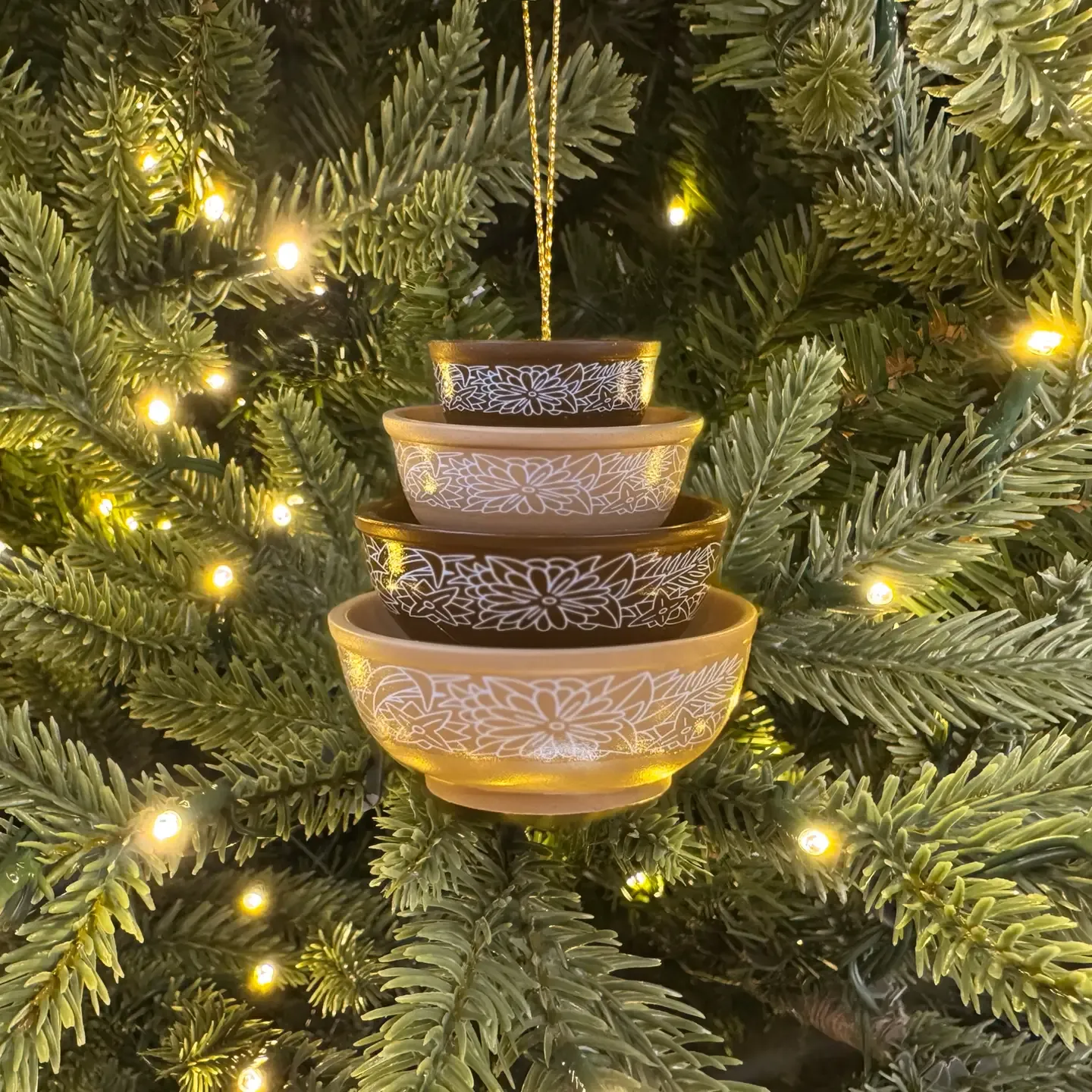 Mini Pyrex-Inspired Bowl Ornament \ Woodland