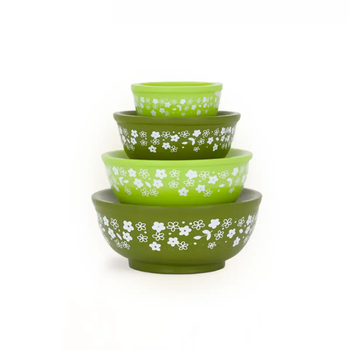 Mini Pyrex-Inspired Mixing Bowls Retro Stackable Set - Spring Blossom