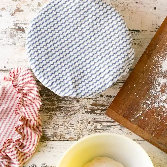 Reusable Bowl Cover in Ticking Stripes, extra large