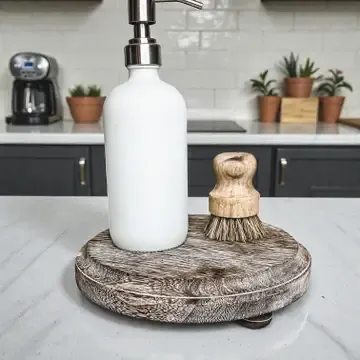 Handmade Distressed Round Wooden Stand