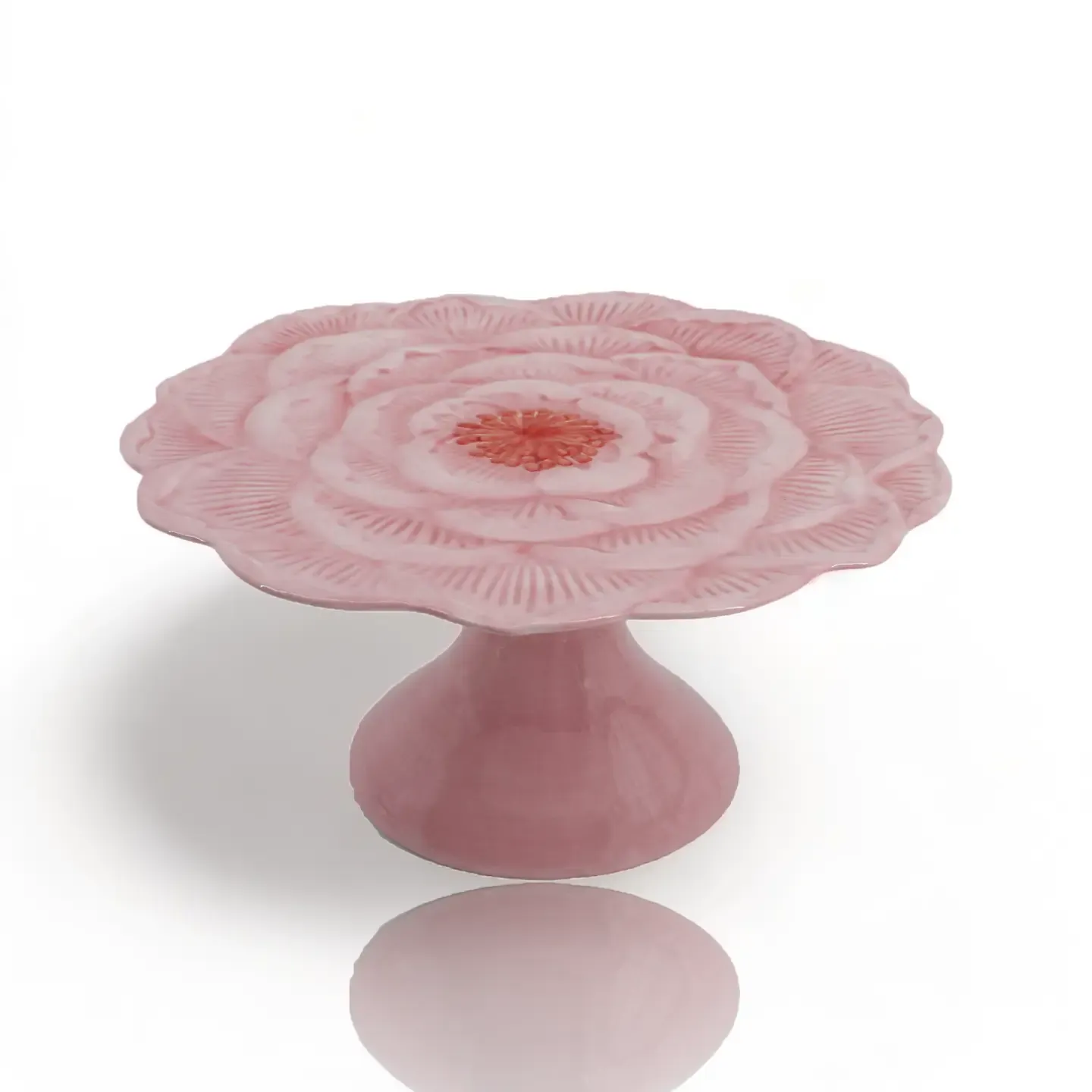 10in Pink Peony Cake Plate