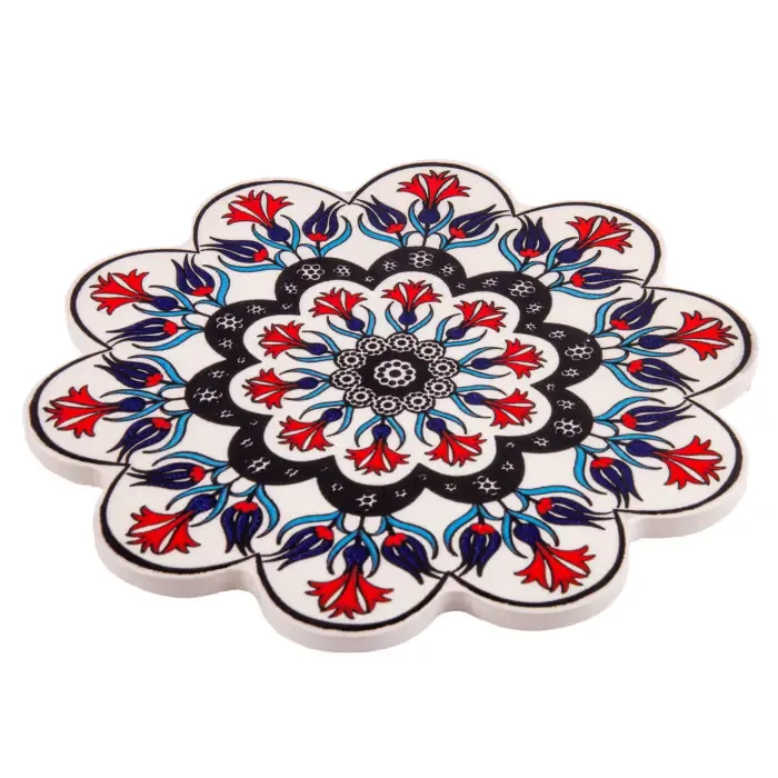 Red Tulips on White Large Vintage Ceramic Tile Trivet