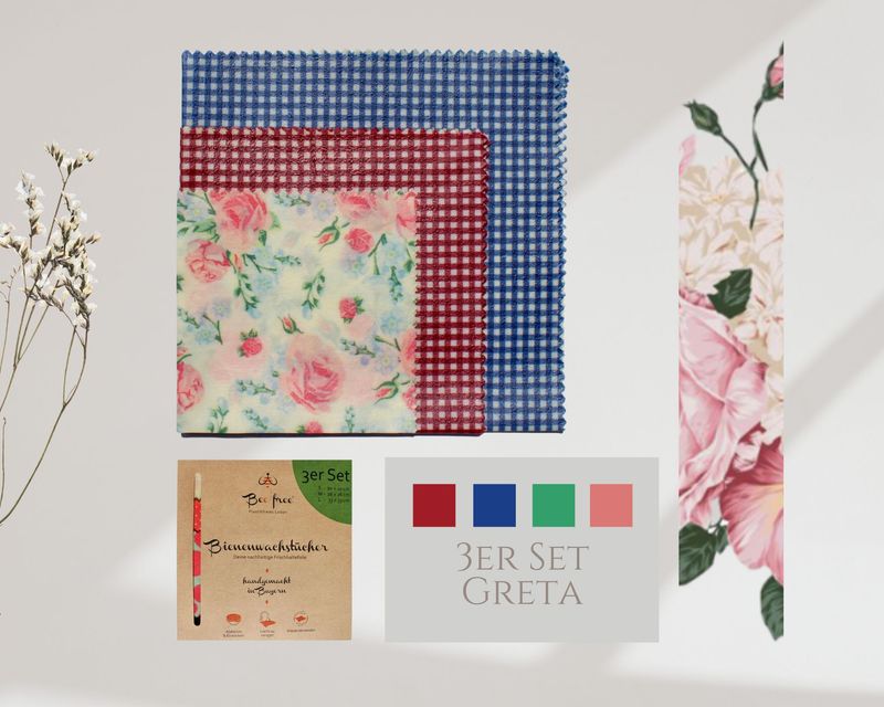 Bio-Bienenwachstücher 3er Starter-Set "Greta"