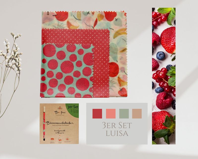 Bio-Bienenwachstücher 3er Starter-Set "Luisa"