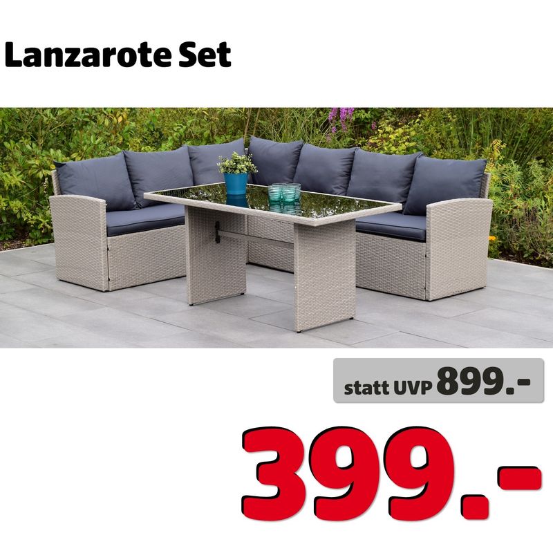 Merxx Gartenmöbelset »Lanzarote« 6 Sitzplätze, inkl. Tisch, Lounge, Eckset