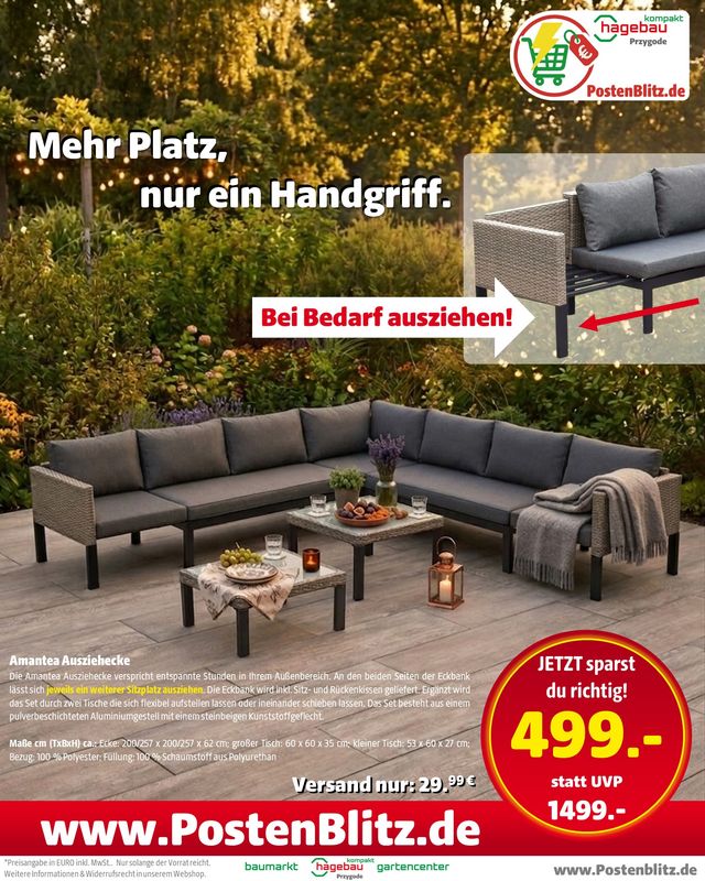 XXL Amantea Eckset, ausziehbar 499€ (statt 1499€ UVP)