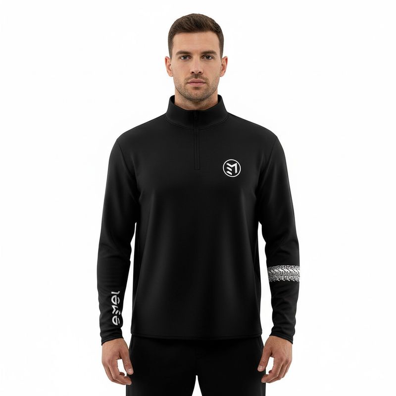 MAVAM MID-LAYER Quarter zip BLACK