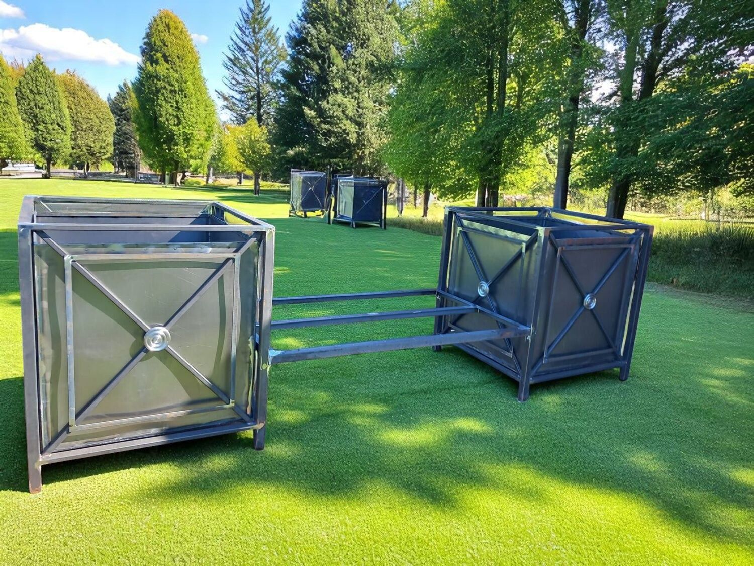 Bacs a orangers reliés entre eux par un banc, dessin reçu du client Bacs a orangers reliés entre eux par un banc, dessin reçu du client