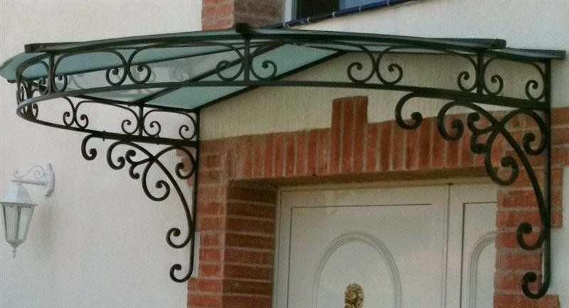 Marquise en fer forgé, modèle éventail ,superbe marquise Marquise en fer forgé, modèle éventail ,superbe marquise