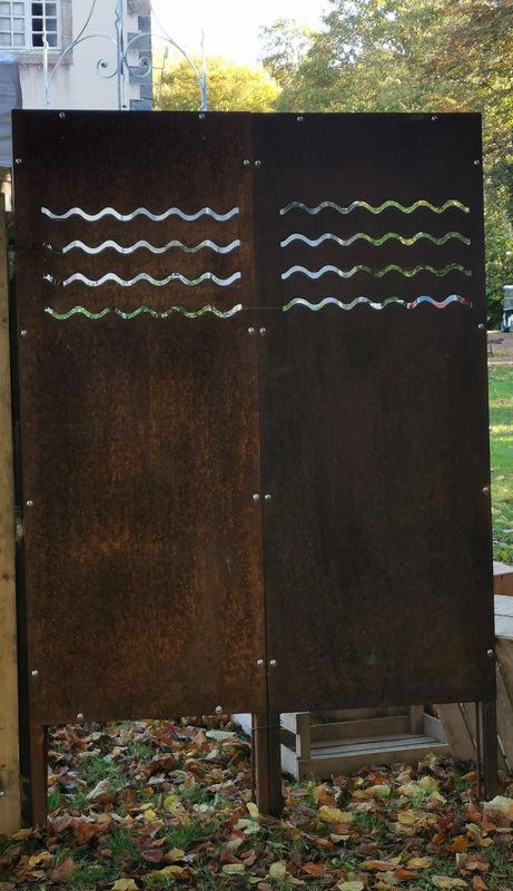 brise vue décor  vagues 150 cm par 60 cm de large tôle rouillée