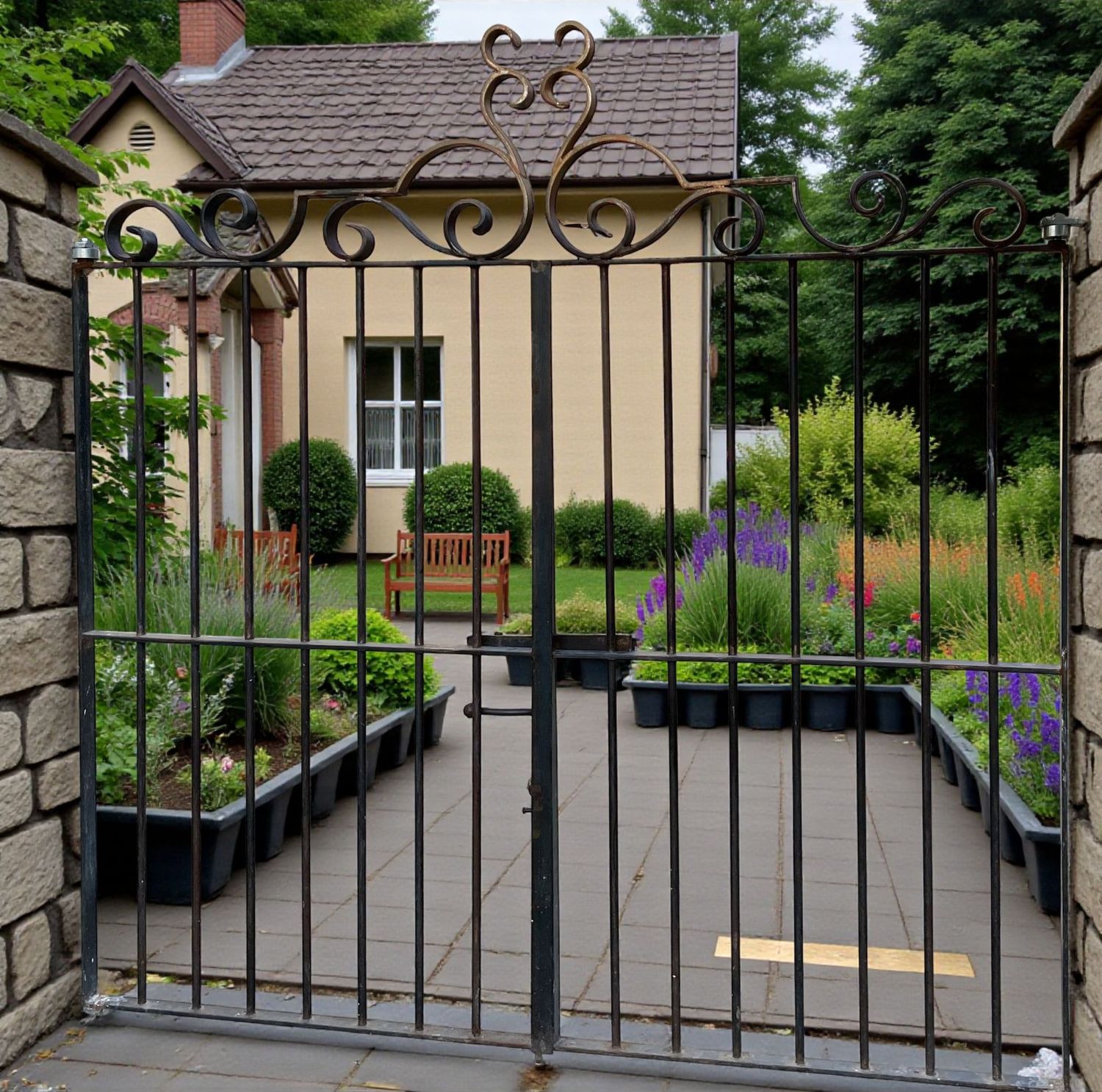 portail Vains ,en tube, 250cm x 2000cm,volute  fer plein