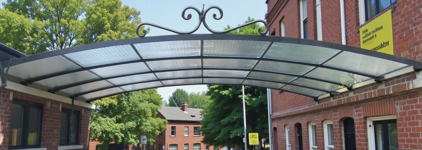 marquise posée entre deux murs verticaux, fabrication sur mesure marquise posée entre deux murs verticaux, fabrication sur mesure