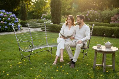 Bancs de jardin en fer forgé plein