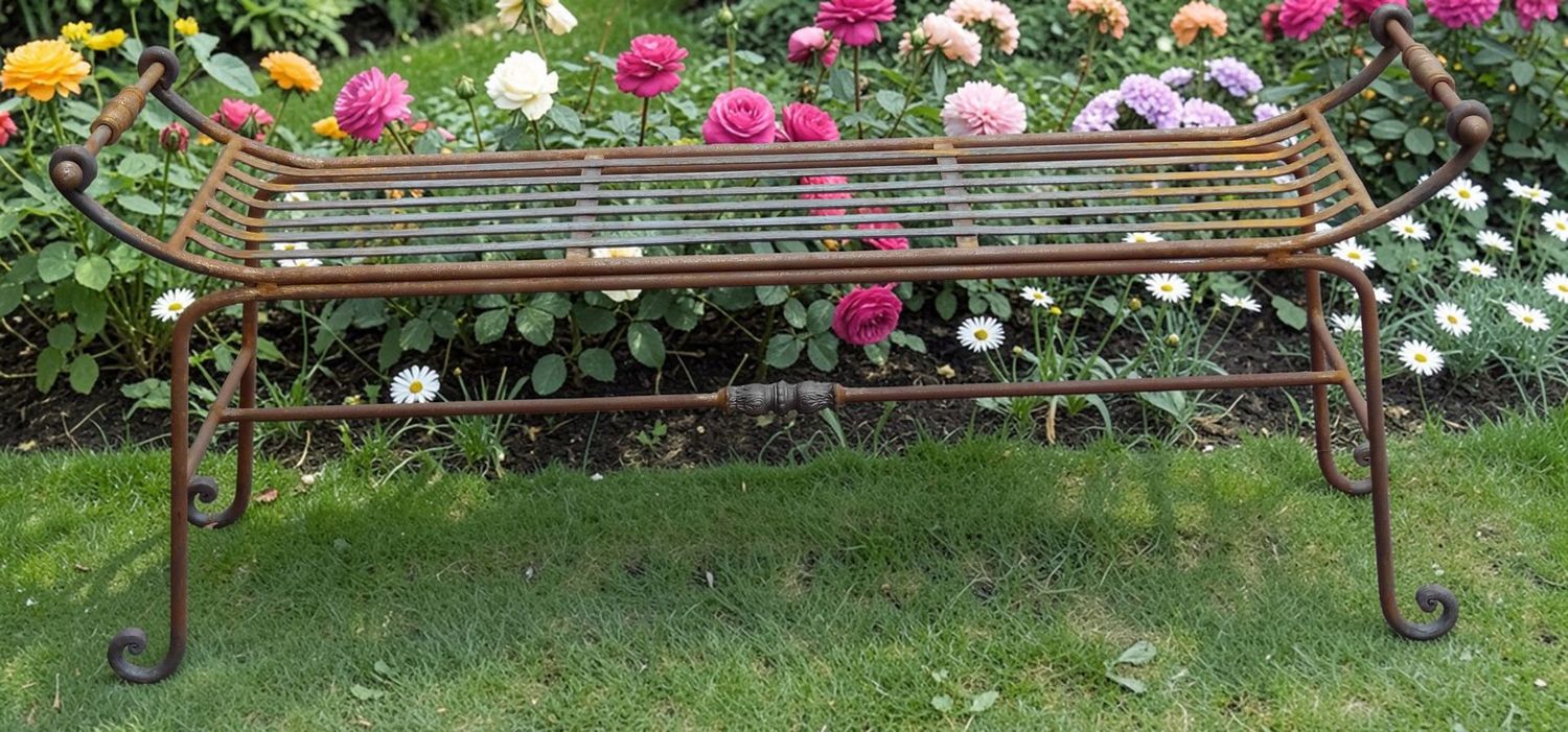 Banc en fer plein haut de gamme,140 cm x 58 cm x 51 cm de haut
