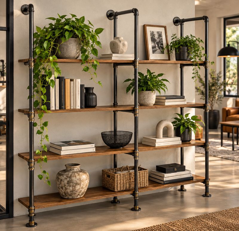industriel plomberie étagères ,,bibliothèques , superbe design