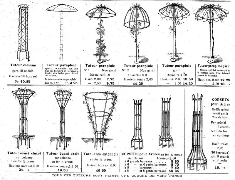 tuteurs pour plantes grimpantes ou arbres, catalogue ancien 1913 tuteurs pour plantes grimpantes ou arbres, catalogue ancien 1913