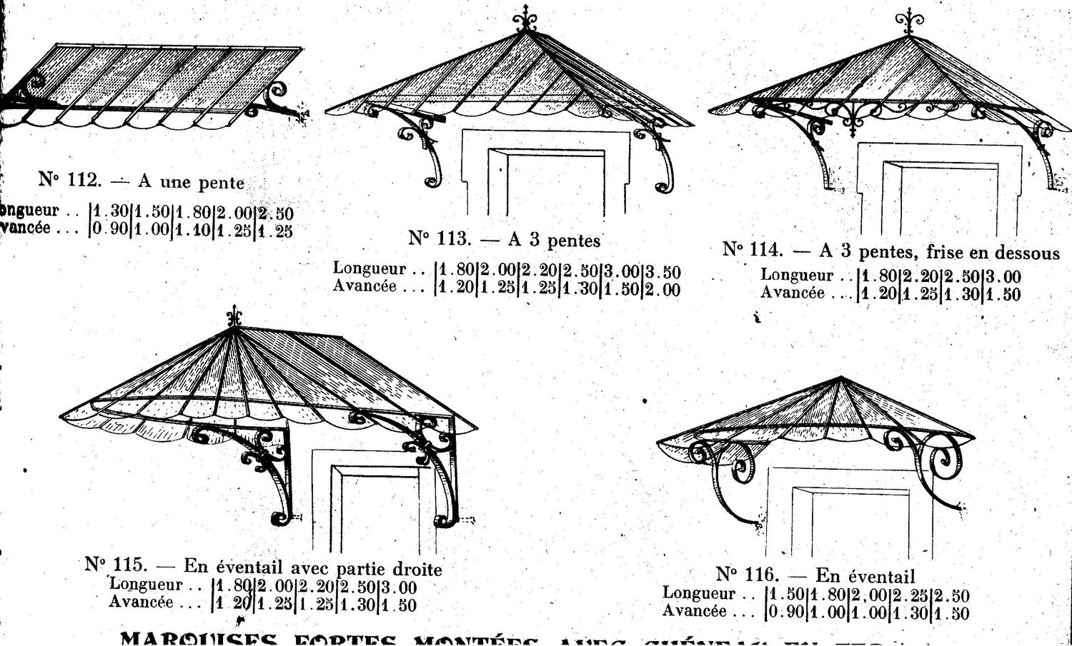 modèles de marquises anciennes que nous pouvons vous proposer