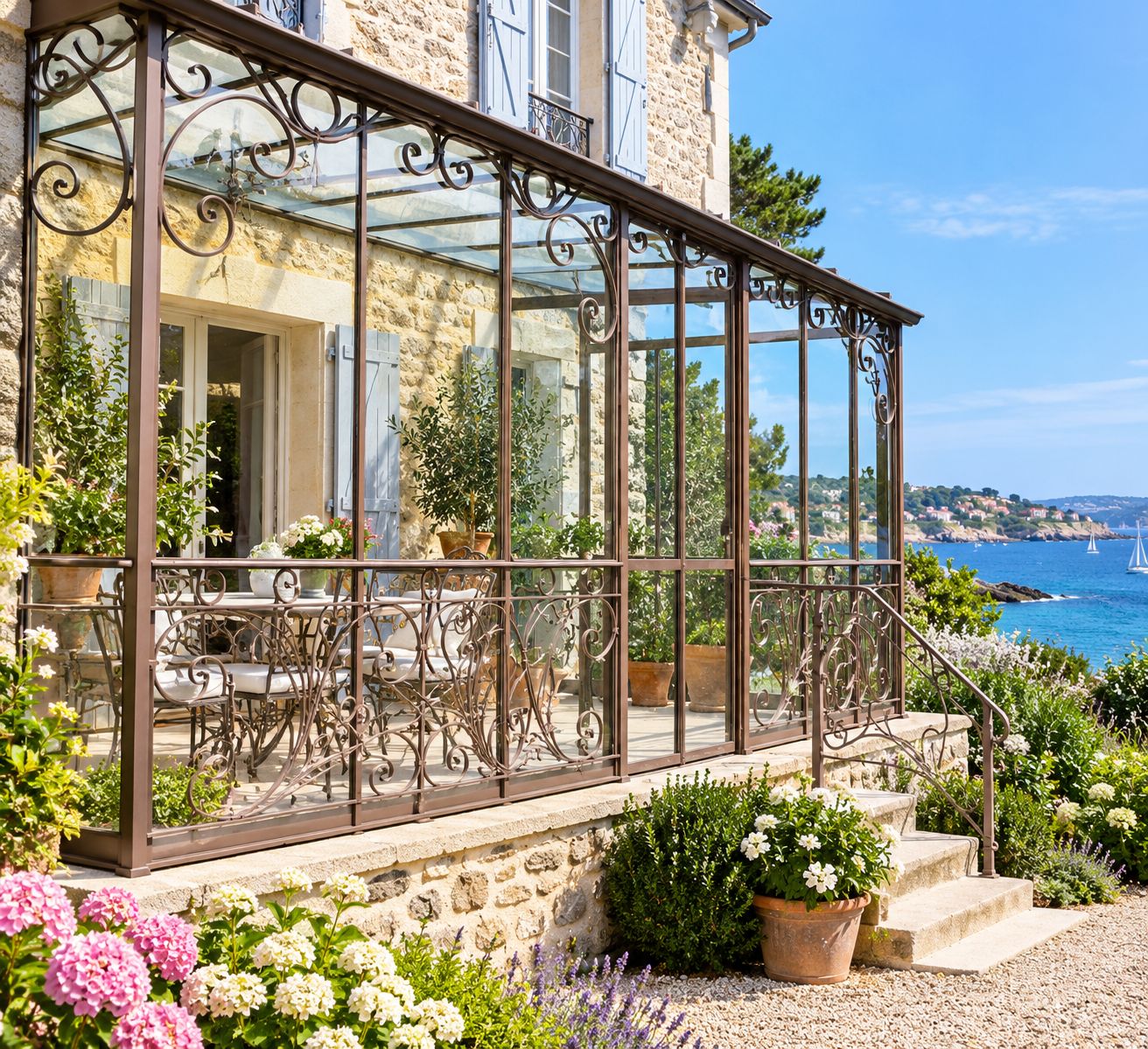 pergola murale adossée à la maison