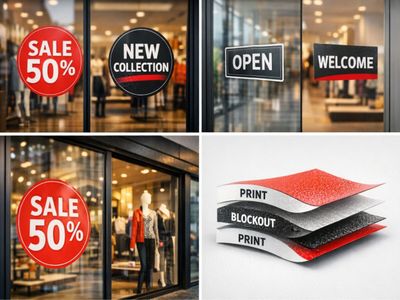 Naklejki dwustronne 4+4 – druk naklejek dwustronnych na szyby