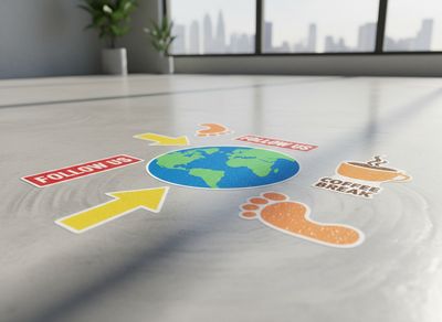 Naklejki podłogowe z laminatem – personalizowane naklejki podłogowe na zamówienie