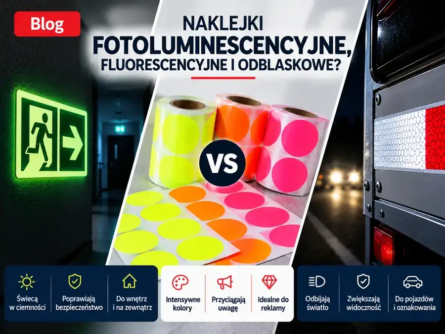 Naklejki fotoluminescencyjne, fluorescencyjne i odblaskowe – porównanie materiałów