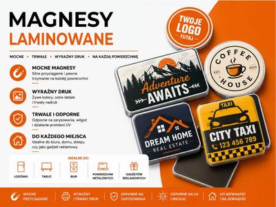 Magnesy z laminatem 80x50 mm Magnesy z laminatem 80x50 mm