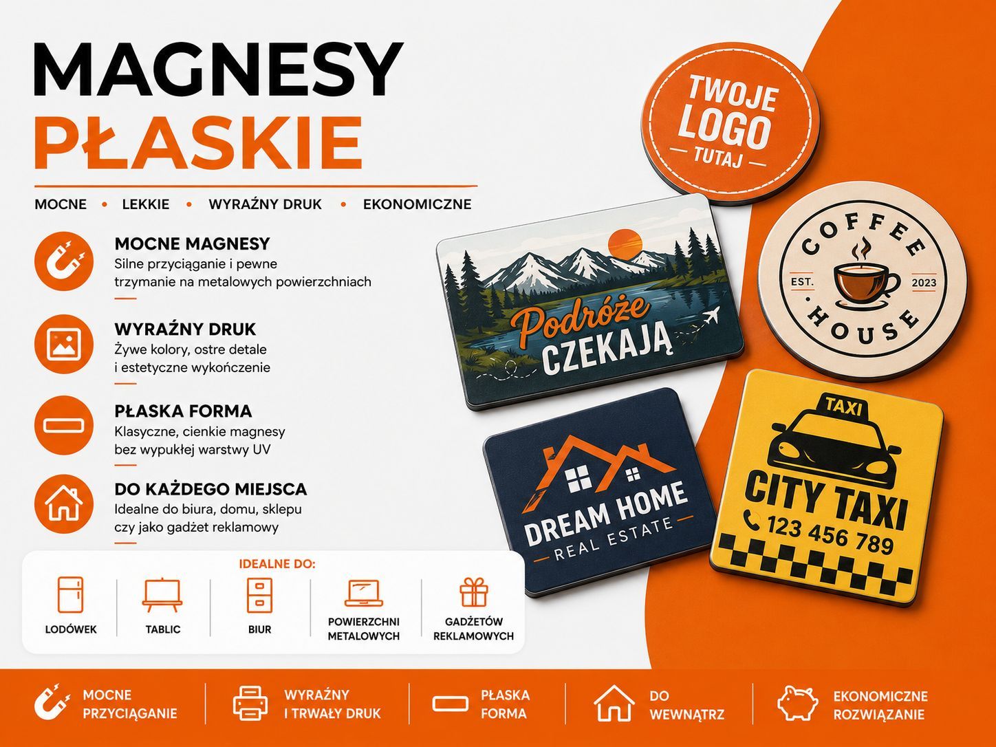 Magnesy płaskie 80x50 mm