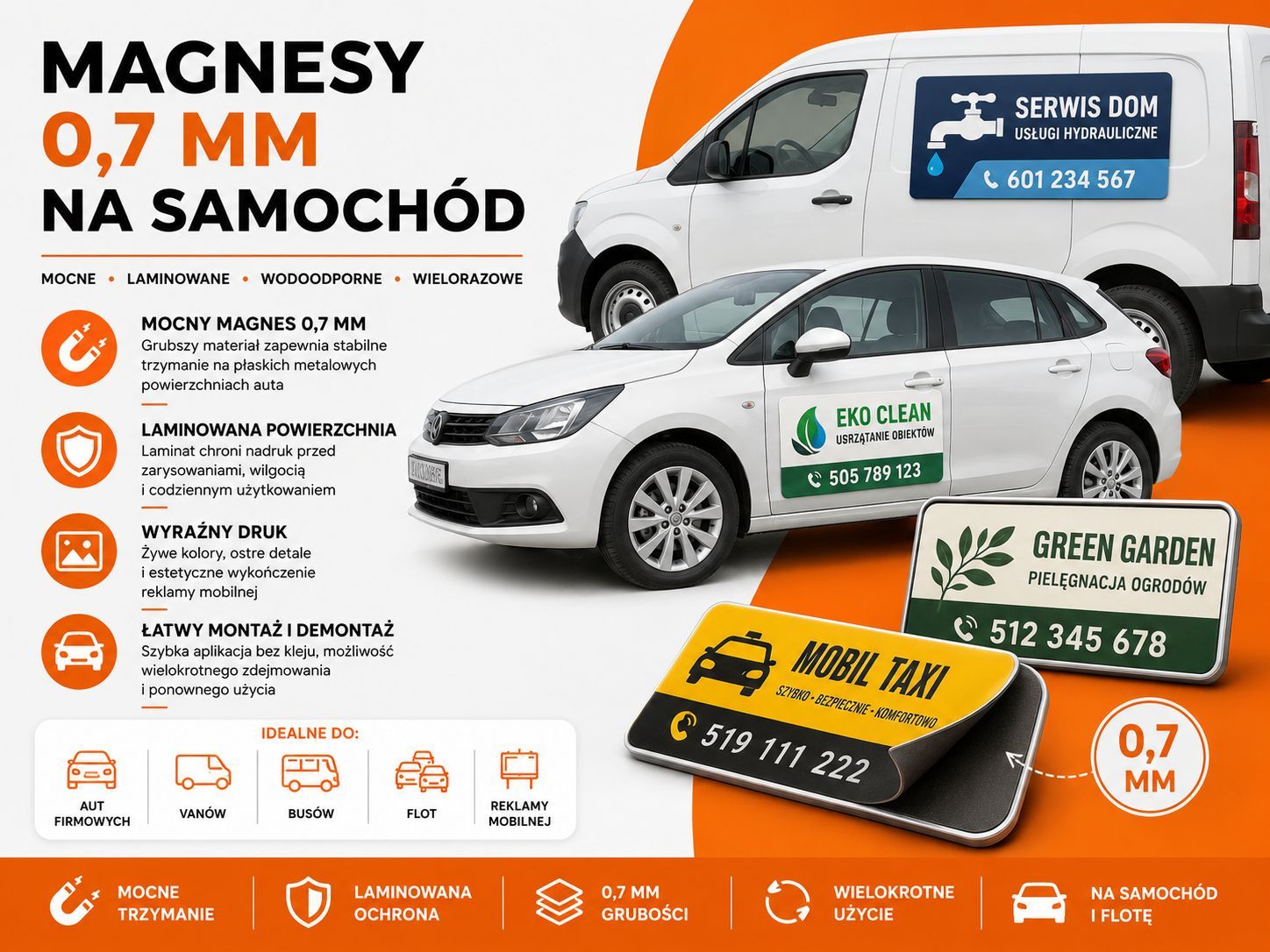 Magnesy na samochód 600x400 mm