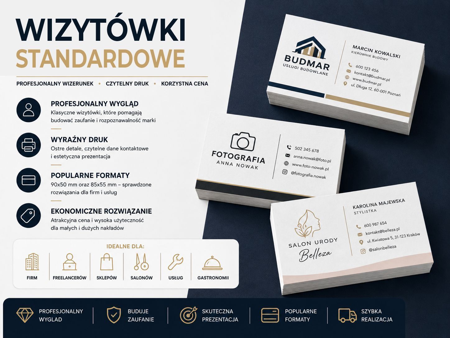 Wizytówki standardowe 90x50 mm