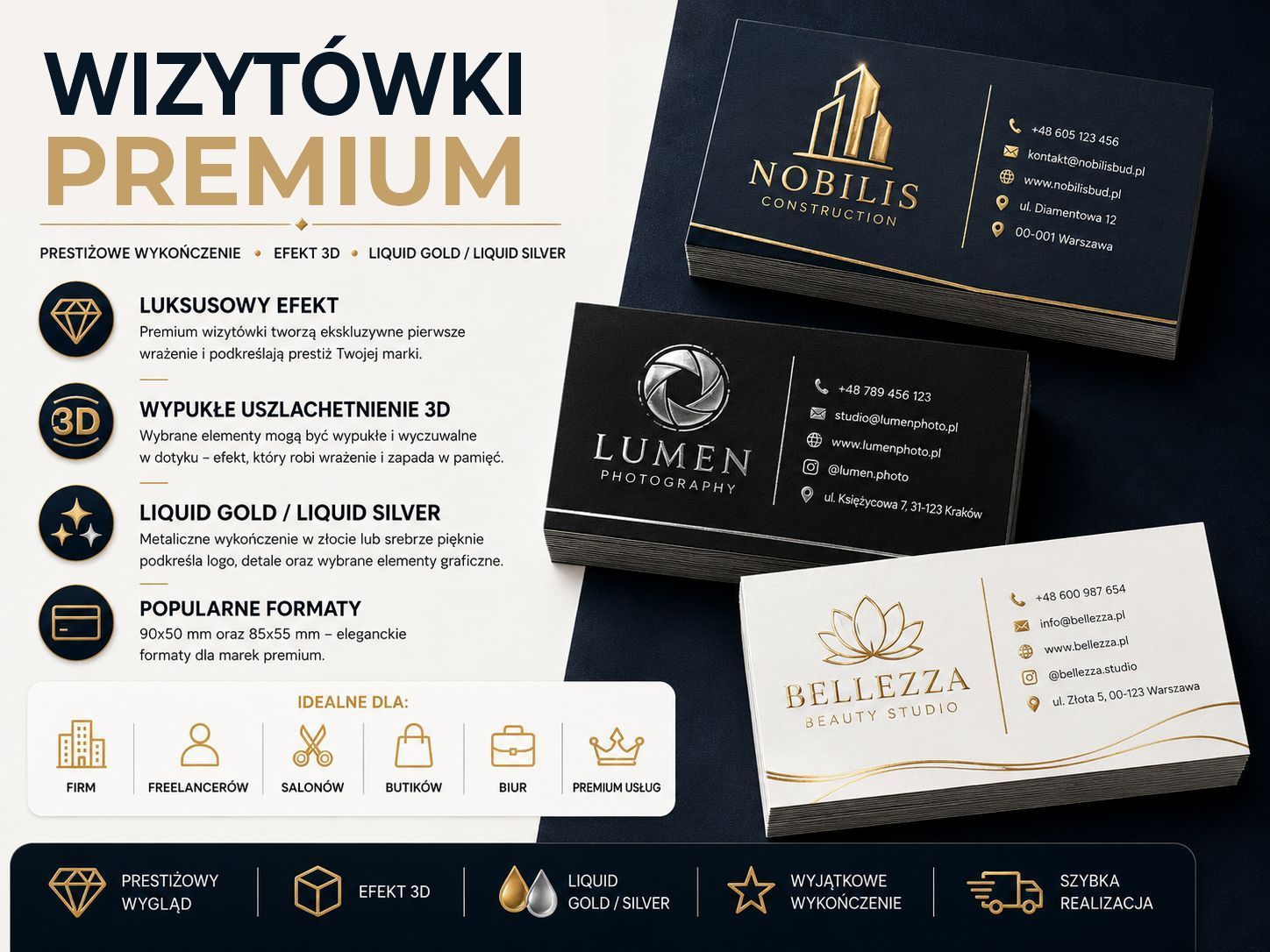 Wizytówki premium 90x50 mm