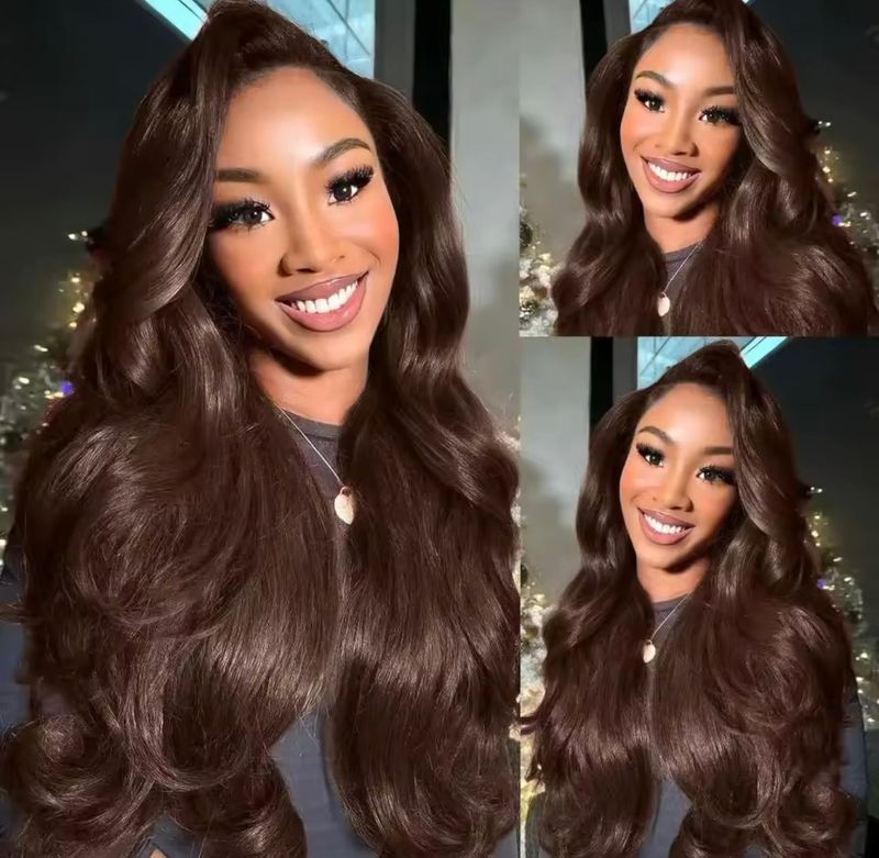 Chocolate color 250% Body wave human hair 13X4 HD lace pre plucked, bleached Chocolate color 250% Body wave human hair 13X4 HD lace pre plucked, bleached