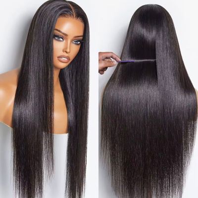 5X5 HD Closure 210% straight  Glueless wigs drawstring, Pre bleached