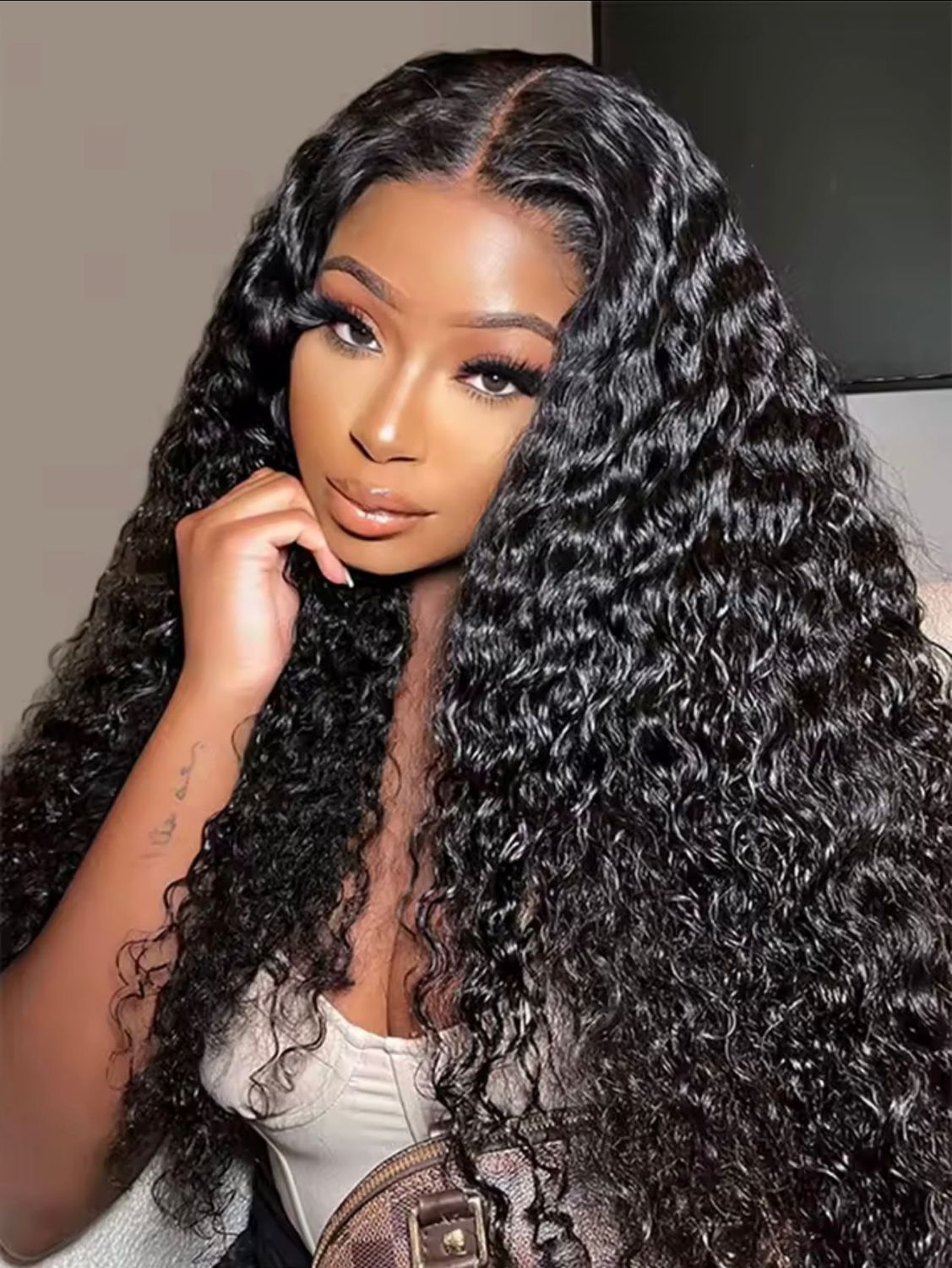 5X5 HD lace closure water wave Glueless drawstring, pre bleached