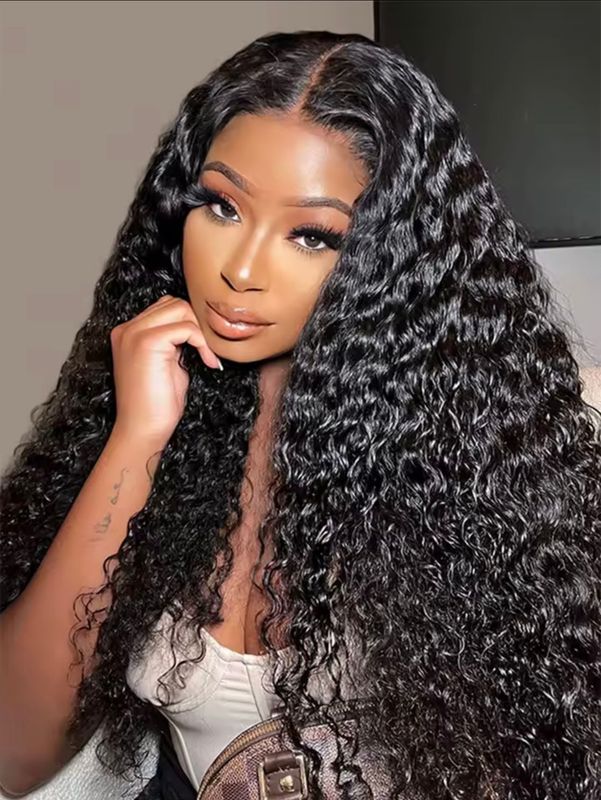 5X5 HD lace closure water wave Glueless drawstring, pre bleached