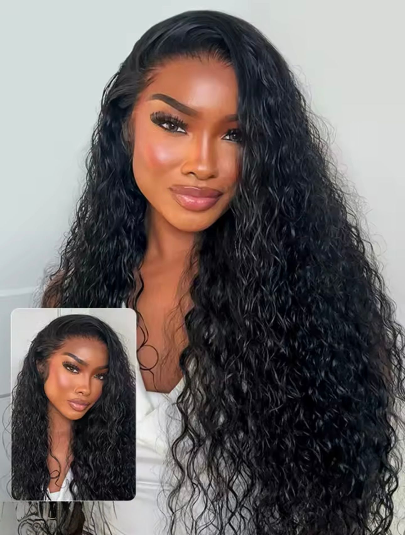 5X5 HD lace closure water wave Glueless drawstring, pre bleached