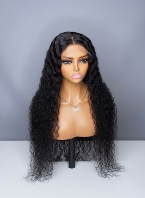 5X5 HD lace closure water wave Glueless drawstring, pre bleached