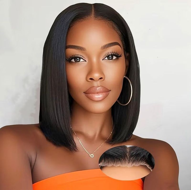 Wear and Go BOB wigs 5x5 Glueless Bob wig DD human hair 200% pre plucked & bleached knot