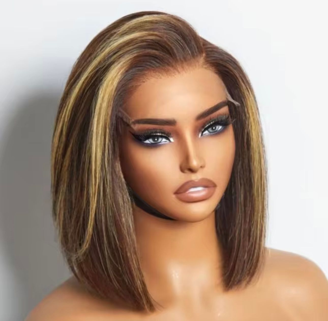 Highlight Bob 4/27 Virgin SDD Straight 5X5 HD lace Closure Wigs -BONE STRAIGHT  250%, 200%