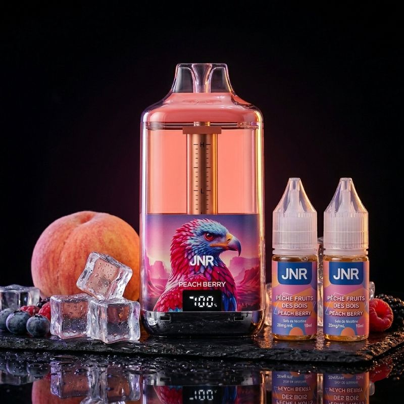 JNR Falcon Gem+ 30K Peach Berry – Wiederaufladbarer Vape mit LED-Display, 30'000 Züge, Schweiz