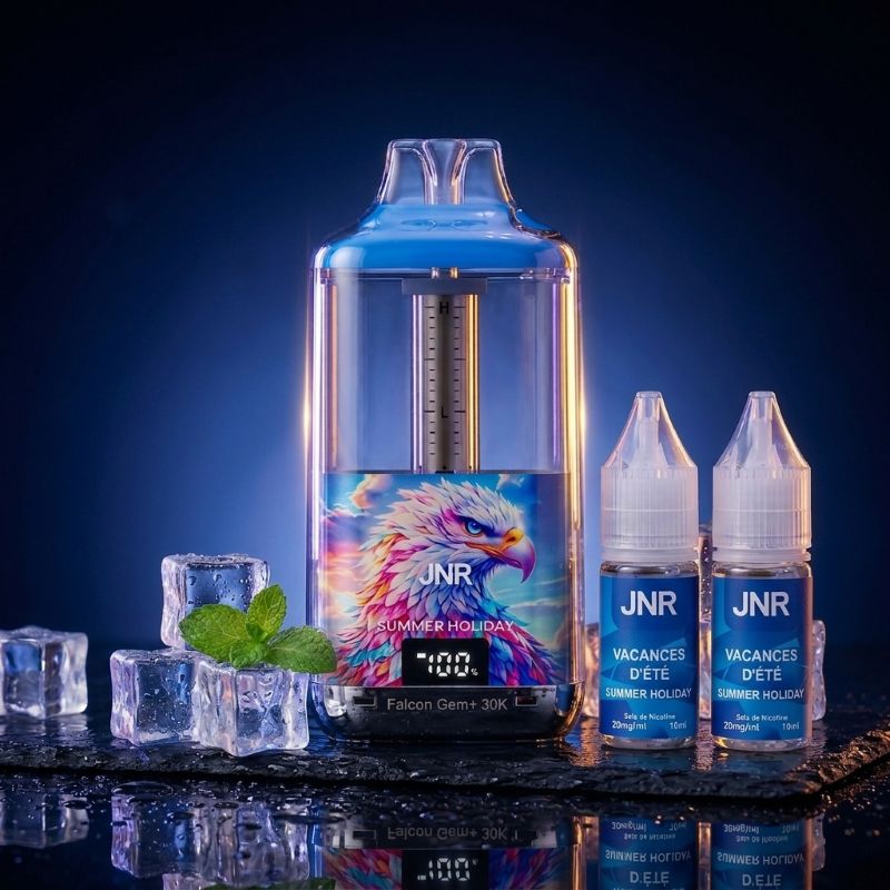 JNR Falcon Gem+ 30K Summer Holiday – Wiederaufladbarer Vape mit LED-Display, 30'000 Züge, Schweiz