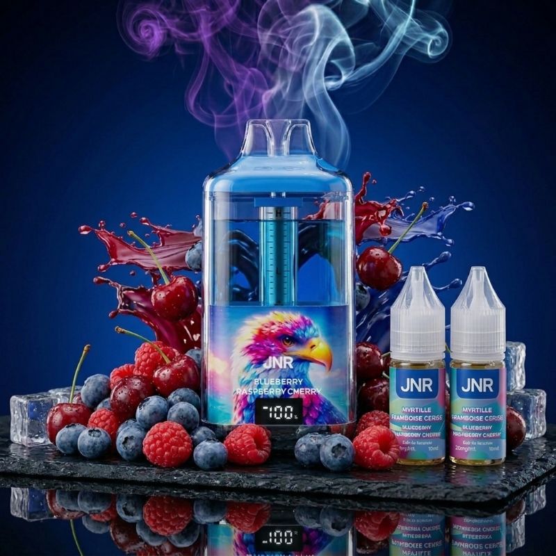 JNR Falcon Gem+ 30K Blueberry Raspberry Cherry – Wiederaufladbarer Vape mit LED-Display, 30'000 Züge, Schweiz