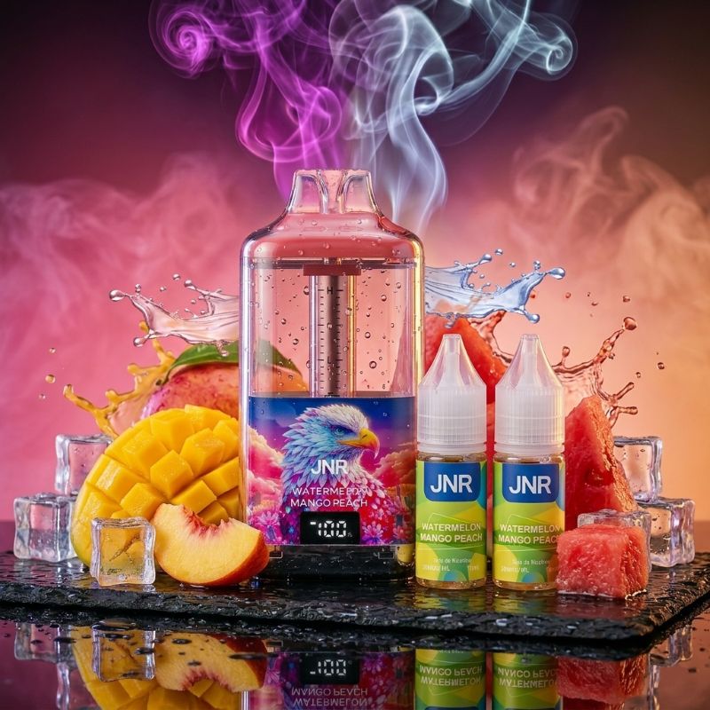 JNR Falcon Gem+ 30K Strawberry Watermelon Mango Peach – Wiederaufladbarer Vape mit LED-Display, 30'000 Züge, Schweiz