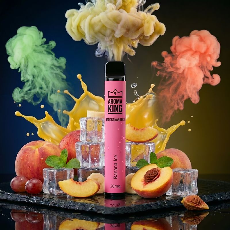 Aroma King Bar 700 Peach Ice Einweg E-Zigarette mit einem Pfirsich Eis Geschmack und 20mg Nikotinsalz