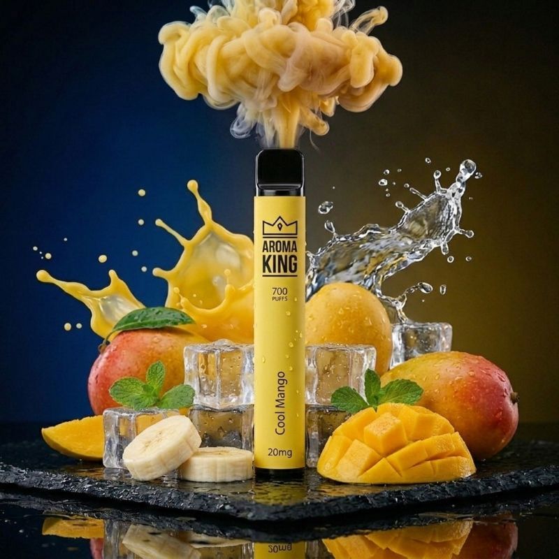 Aroma King Bar 700 Cool Mango Einweg E-Zigarette mit einem Mango Eis Geschmack und 20mg Nikotinsalz
