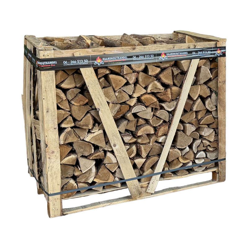 Pallet harde mix open haardhout – ca. 1 Kuub - (70% eikenhout en 30% beukenhout)