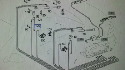 Mercedes SL R230 Vario roof cylinder right A2308001572 right various roof strut